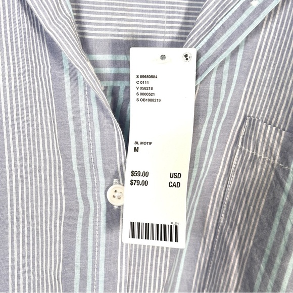 BDG Urban Outfitters Striped Cotton Oversized Open Back Coastal Grandma Shirt M - Picture 7 of 13